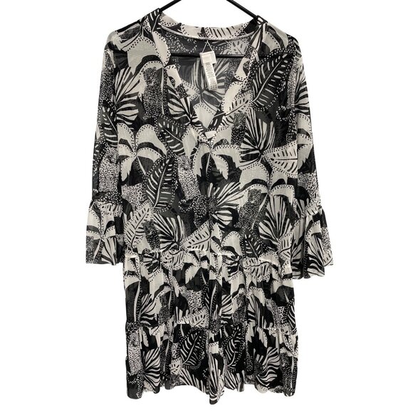 Coco Reef Enchant Cover Up Dress Size Medium Black White Beach Tropical Swim NEW - Picture 3 of 10